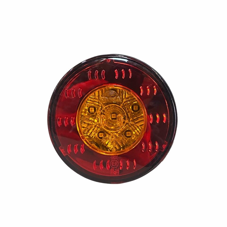 FARBA 12V SİNYAL LAMBASI+DÜZ REFLEKTÖR YUVARLAK SARI (6 LEDLİ) (98 MM)