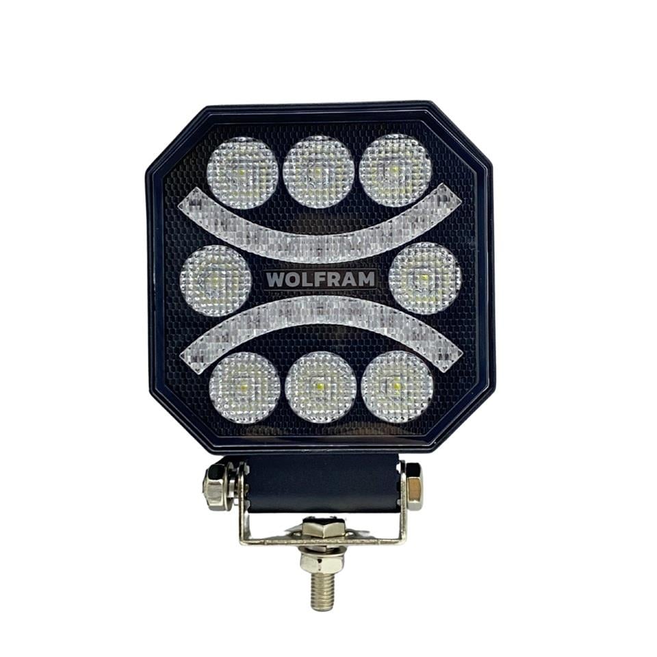 WOLFRAM 10V-30V OFF-ROAD LED ÇALIŞMA LAMBASI 3700 LÜMEN BEYAZ (KIRMIZI GÜNDÜZ SÜRÜŞLÜ) 110*110*30 MM