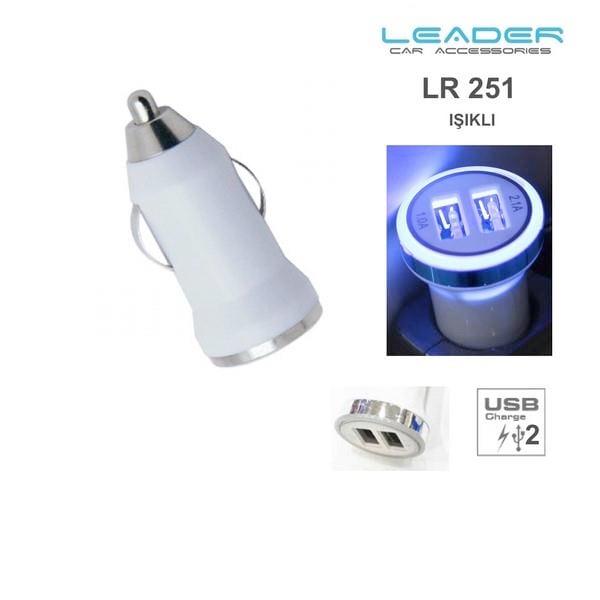 12V-24V TELEFON ŞARJ CİHAZI 3.1 A (ÇAKMAK GİRİŞLİ) (2 X USB GİRİŞLİ) BEYAZ