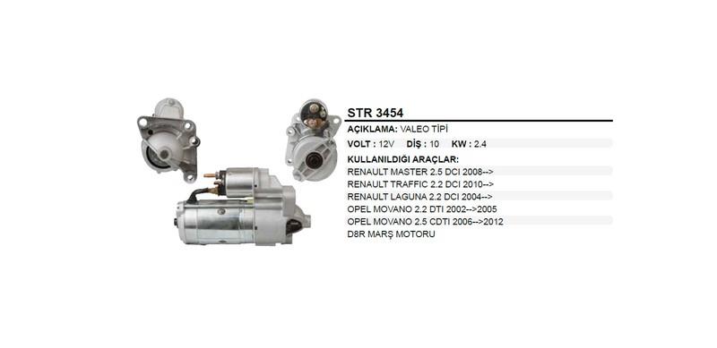 12V MARŞ MOTORU VALEO TİPİ 10 DİŞ 2.2 KW D7R MASTER/MOVANO