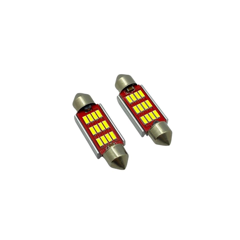 12V SOFİT AMPUL 12 LEDLİ BEYAZ (39 MM) (2 AD)