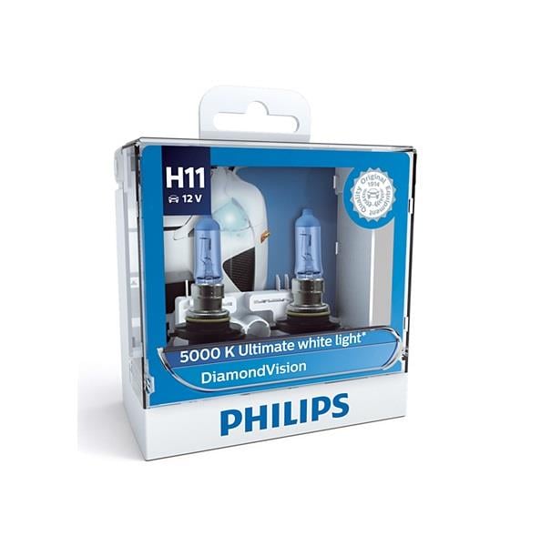 PHILIPS 12V H11 AMPUL 55W BEYAZ IŞIK DIAMOND VISION 5000K (2 AD)