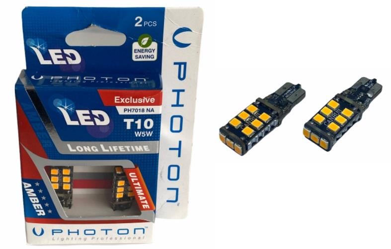 PHOTON 12V DİPSİZ AMPUL T10/T15 (16W) (15 LEDLİ) SARI (2 AD)