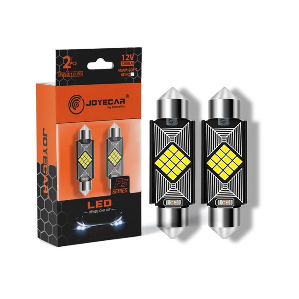 JOYECAR 12V SOFİT AMPUL 12 LEDLİ BEYAZ (41 MM) (2 AD)