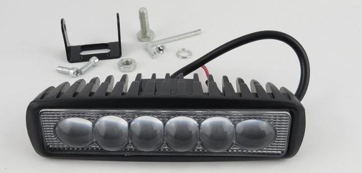 12V-24V ÇALIŞMA LAMBASI/OFF-ROAD İNCE TİP MERCEKLİ (6 X 3W POWER LEDLİ) (157*40 MM)
