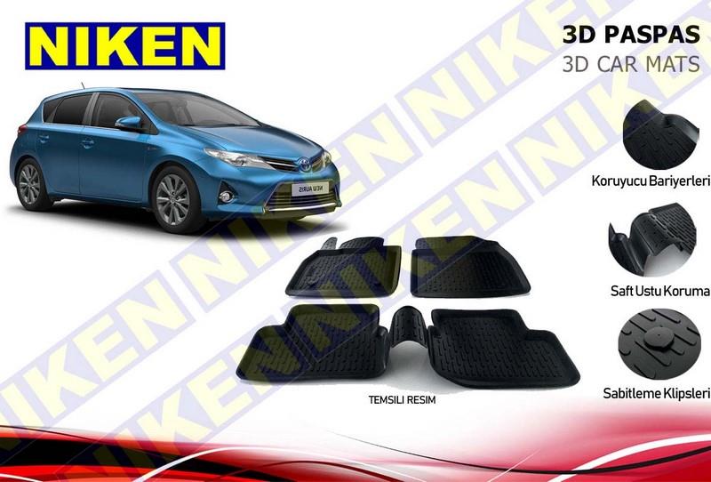 3D ARAÇ PASPASI (SİYAH) (4 PARÇA) TOYOTA AURIS 2013 > ( SABİTLEME KLİPSSİZ )