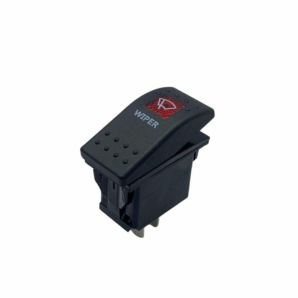 TUŞLU ANAHTAR IŞIKLI KIRMIZI SİLECEK (3 FİŞ) (TEK DEVRE) (12V 20A DC/24V 10A DC) MARİN