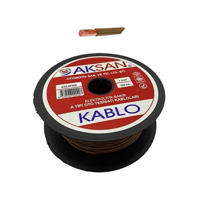 AKSAN 2 MM TESİSAT KABLOSU (KALAYSIZ) (KAHVERENGİ) (1 MT)