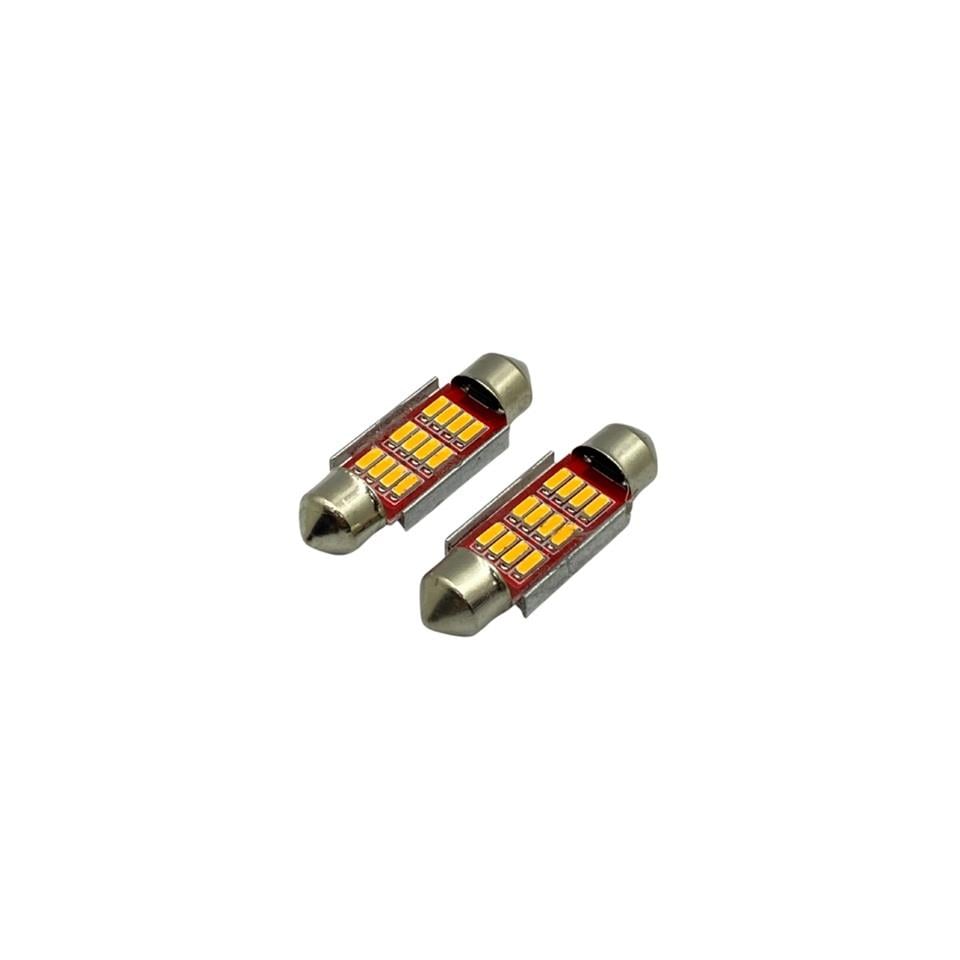 12V-24V SOFİT AMPUL 12 LEDLİ KIRMIZI (36 MM) (2 AD)