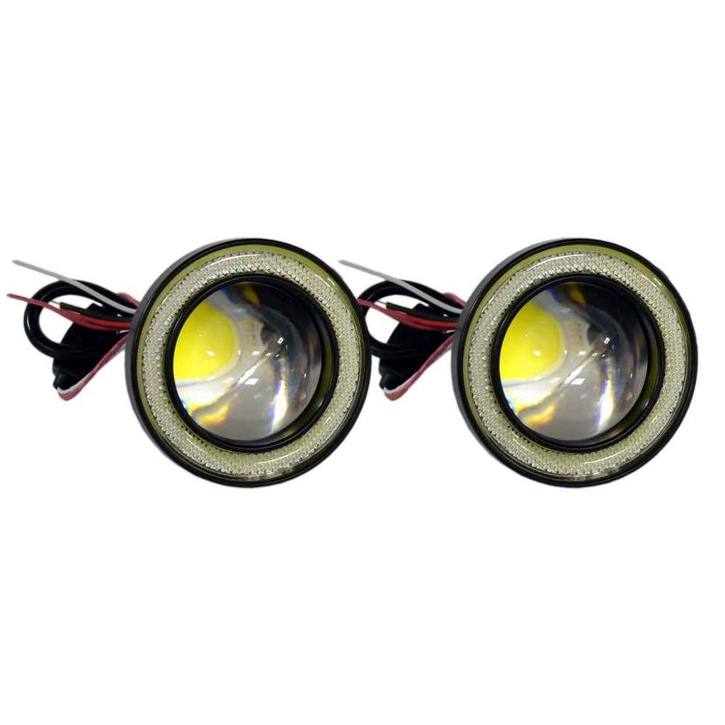 12V SİS LAMBASI MERCEKLİ BEYAZ YUVARLAK LED ANGEL TÜP 89 MM (2 AD)