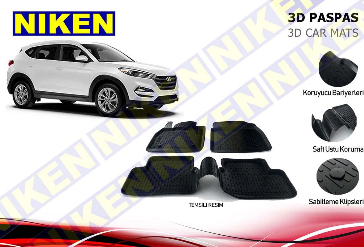 3D ARAÇ PASPASI (SİYAH) (4 PARÇA) HYUNDAI TUCSON 2015 > ( SABİTLEME KLİPSSİZ )