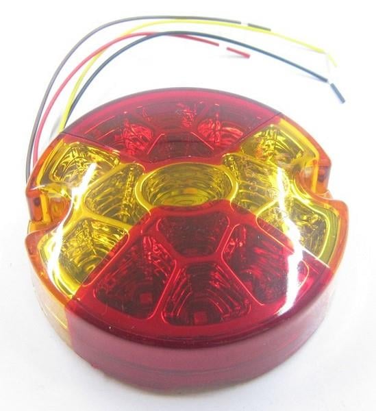 12V-24V STOP LAMBASI YUVARLAK (LEDLİ) (3 FONKSİYONLU) (SARI-KIRMIZI) (120*30 MM)