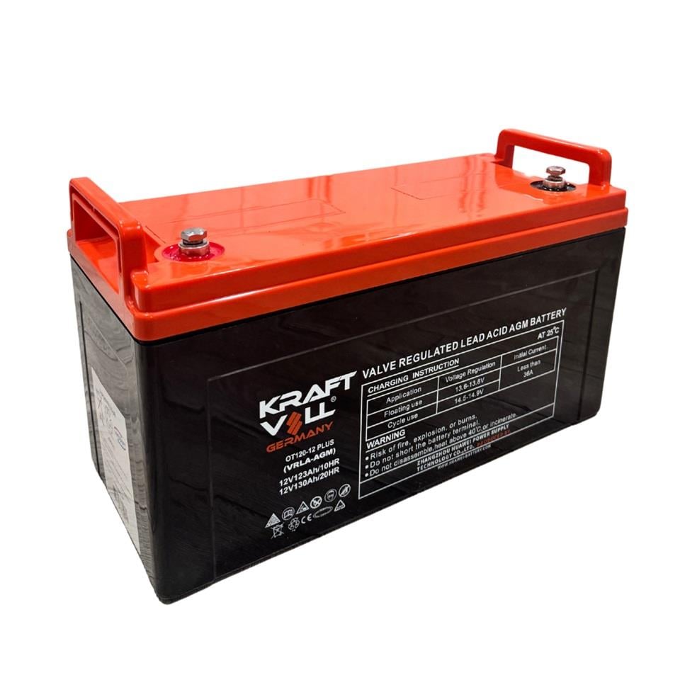 KRAFTVOLL 12V 123 AH/130 AH DEEP CYCLE AGM AKÜ (406*172*208) (37.4 KG)