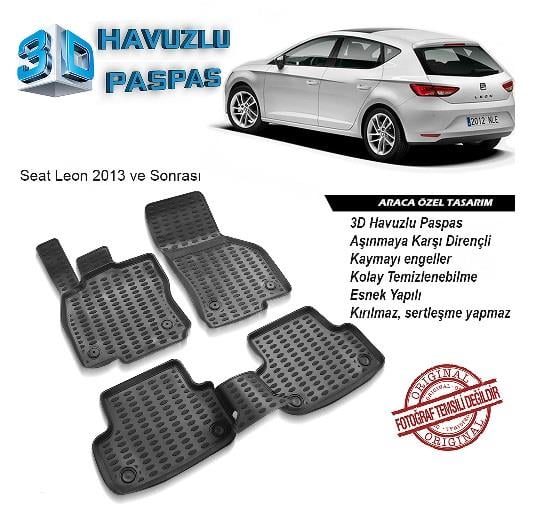 3D ARAÇ PASPASI (SİYAH) (4 PARÇA) SEAT LEON 2013 > 