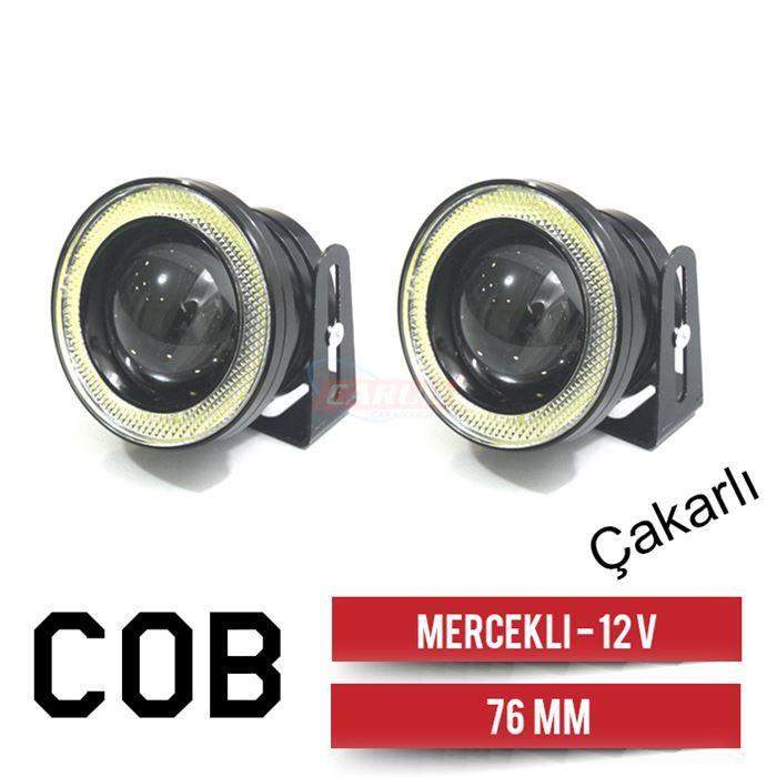 12V SİS LAMBASI MERCEKLİ BEYAZ YUVARLAK LED ANGEL TÜP 76 MM (2 AD)