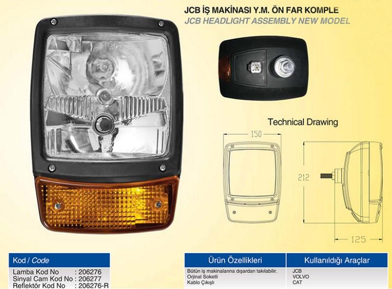 12V FAR SİNYALLİ (ARKADAN BAĞLANTILI-DEUTSCH SOKETLİ) CATERPILLAR-HİDROMEK-JCB-VOLVO İŞ MAKİNASI SOL