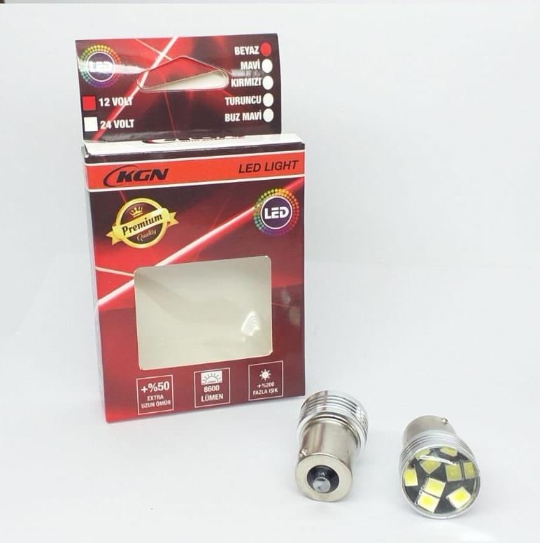 12V 93 AMPUL 9 LEDLİ BEYAZ 6000K (MERCEKLİ) (2 AD)