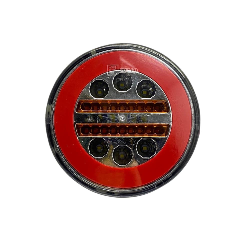 12V STOP LAMBASI YUVARLAK (NEON LEDLİ) (4 FONKSİYONLU) (KIRMIZI-BEYAZ) (140*35 MM)