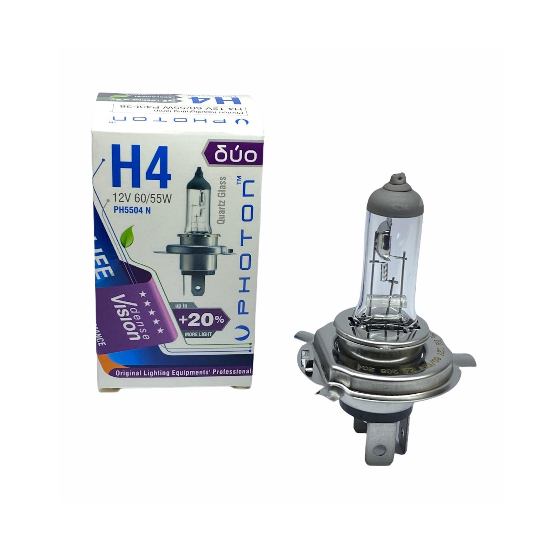 PHOTON 12V H4 AMPUL 60/55W 43T +%20 FAZLA IŞIK LONG LIFE
