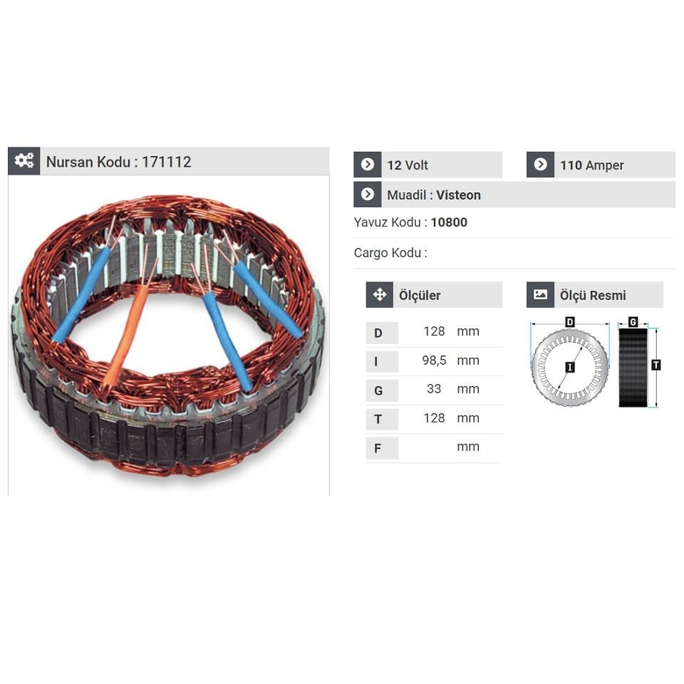 12V ALTERNATÖR STATÖR VISTEON TİPİ (4 UÇLU) FORD