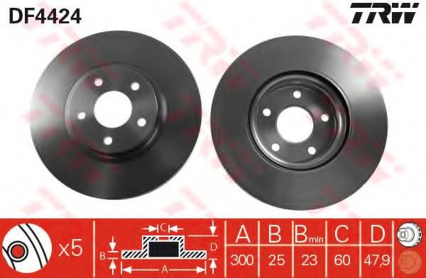 TRW FREN AYNASI (DİSKİ) ÖN FORD FIESTA/FOCUS II/KUGA-VOLVO C30/C70/S40/V50 (2 AD)
