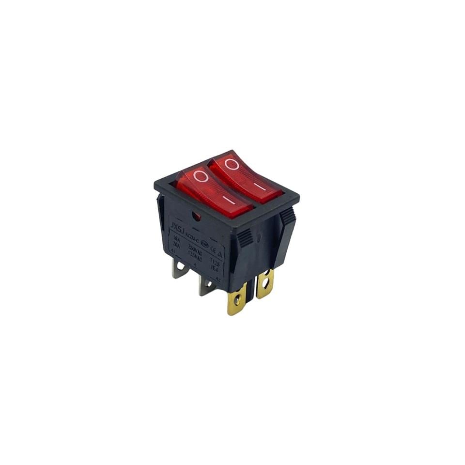 TUŞLU ANAHTAR ÇİFTLİ IŞIKLI KARE TİP (ON-OFF) (6 FİŞ)