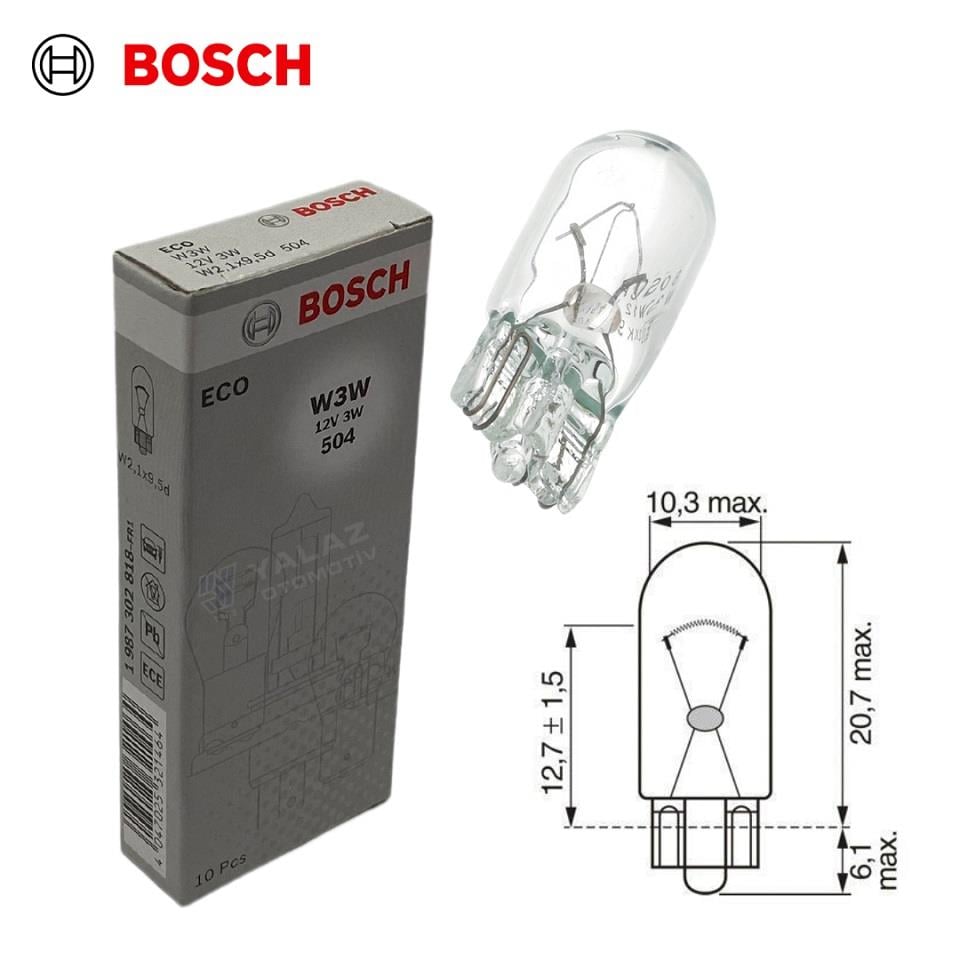 BOSCH 12V DİPSİZ AMPUL T10 3W (10 ADET)