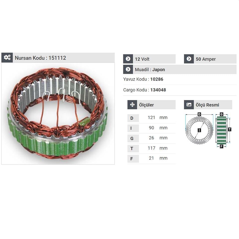 12V ALTERNATÖR STATÖR MITSUBISHI L200/L300 EM
