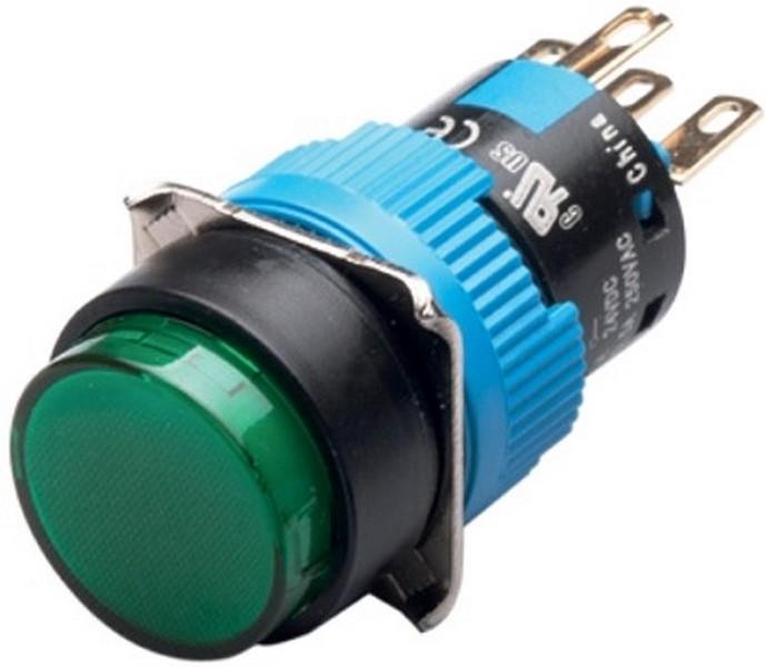 12V BUTON (KALICI) (ON/OFF) (16 MM) YEŞİL
