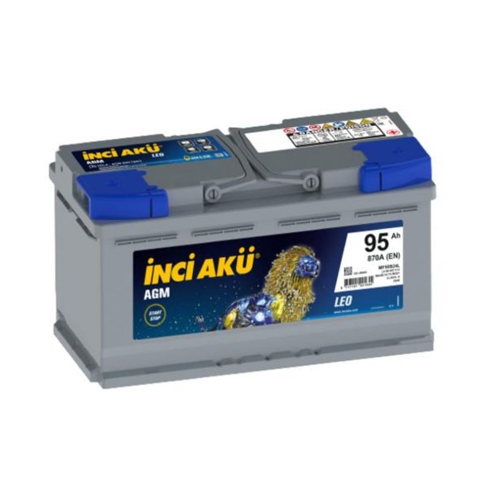 INCI 12V 95 AH AKÜ AGM LEO 900 A (EN) (EXTRA START-STOP) (353*175*190) (3 YIL GARANTİ)