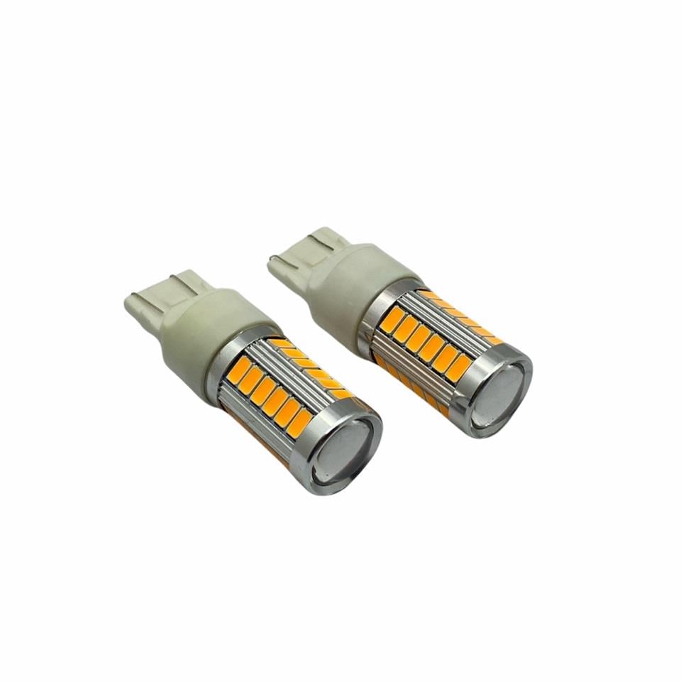 12V 1016 AMPUL DİPSİZ T20 33 LEDLİ SARI (MERCEKLİ) (2 AD)