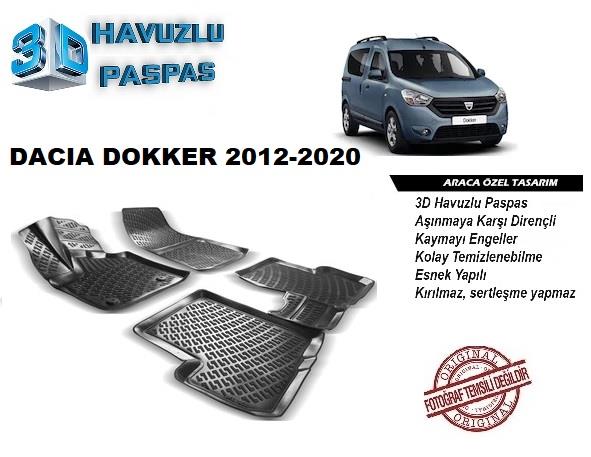 3D ARAÇ PASPASI (SİYAH) (4 PARÇA) DACIA DOKKER 2012-2020