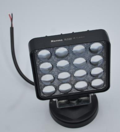 9V-60V ÇALIŞMA LAMBASI KARE (16 X 3W POWER LEDLİ) (107*107 MM) MERCEKLİ