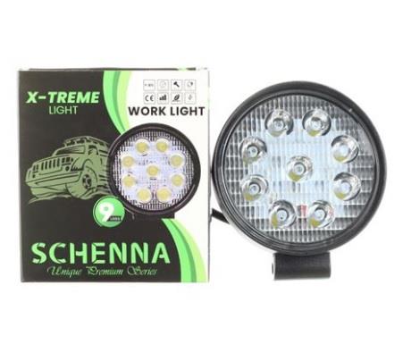 9V-30V ÇALIŞMA LAMBASI YUVARLAK (9 X 3W POWER LEDLİ) (115 MM)