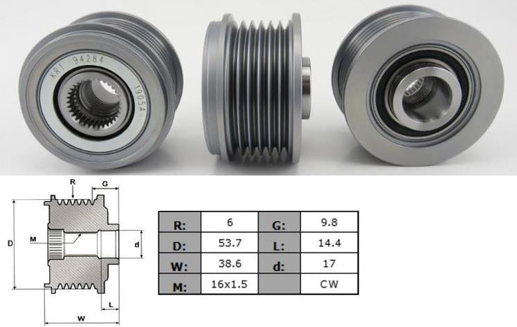ALTERNATÖR KASNAK RULMANLI 6-KANAL BMW-CHERY-CHEVROLET-OPEL-SAAB