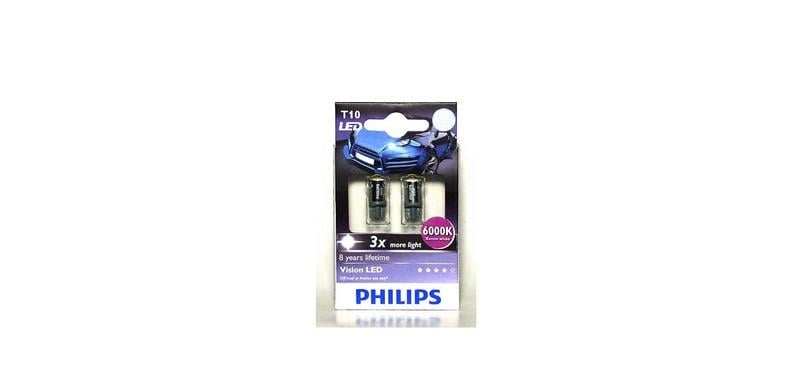 PHILIPS 12V DİPSİZ AMPUL T10 TEK LEDLİ 6000K 3X8 YIL OMUR (2 AD)