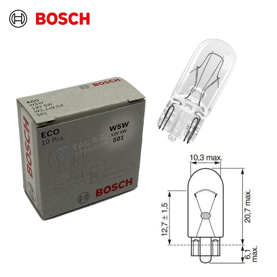 BOSCH 12V DİPSİZ AMPUL T10 5W STANDART ECO (10 ADET)