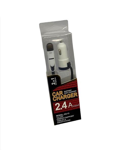 12V-24V TELEFON ŞARJ CİHAZI 2.4 A (ÇAKMAK GİRİŞLİ) (USB GİRİŞLİ) BEYAZ-SİYAH ANDROID-IPHONE
