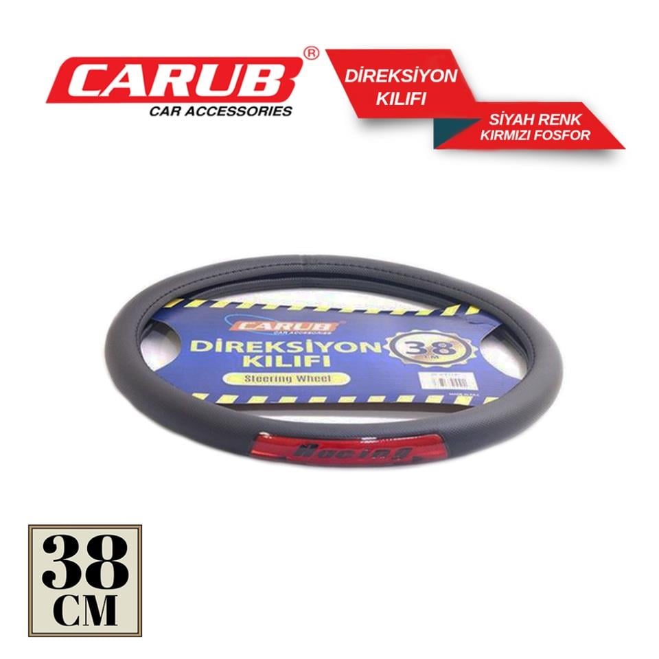 DİREKSİYON KILIFI SİYAH-KIRMIZI (SUNİ DERİ) (38 CM)
