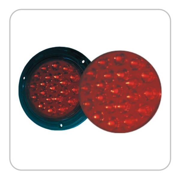 12V STOP LAMBASI YUVARLAK KIRMIZI (21 LEDLİ) (ÇERÇEVELİ) (100 MM)