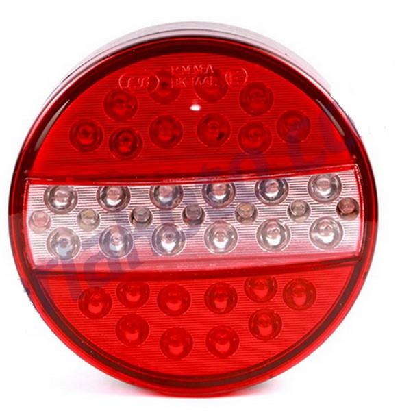 12V STOP LAMBASI YUVARLAK (LEDLİ) (4 FONKSİYONLU) (KIRMIZI-BEYAZ) (140*60 MM)