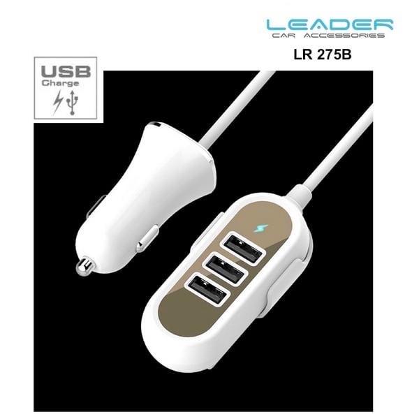 12V-24V TELEFON ŞARJ CİHAZI 5.8 A (ÇAKMAK GİRİŞLİ-KABLOLU) (4 X USB GİRİŞLİ) BEYAZ