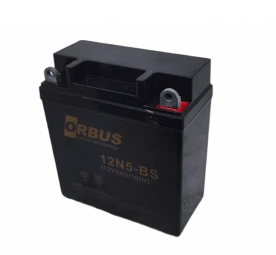 ORBUS 12V 5 AH MOTOSİKLET AKÜSÜ (121*61*131) (12N5-BS) (SMF) (1,8 KG) (CARBON)