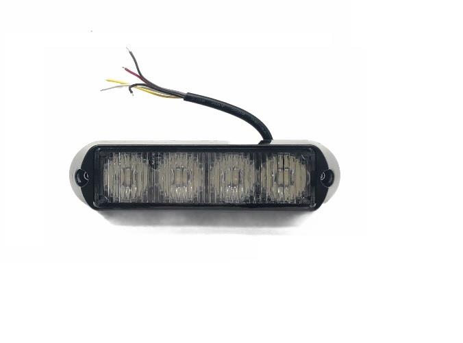 12V-24V ÇAKAR FLAŞ LED LAMBA 18 FONKSİYONLU (4X1W) (ŞEFFAF) (KIRMIZI/KIRMIZI) (132*34*30 MM)