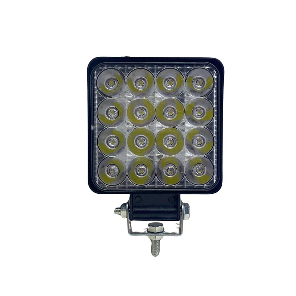 12V-24V ÇALIŞMA LAMBASI (OFF-ROAD LAMBA) KARE 48W (16 X 3W POWER LEDLİ) (85*85 MM) MOTOSİKLET