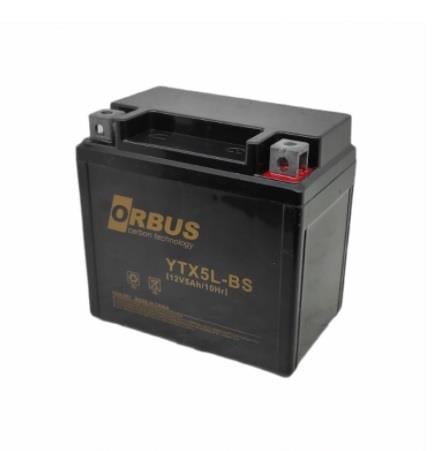 ORBUS 12V 5 AH MOTOSİKLET AKÜSÜ (113*70*105) (YTX5L-BS) (SMF) (1,7 KG) (CARBON)