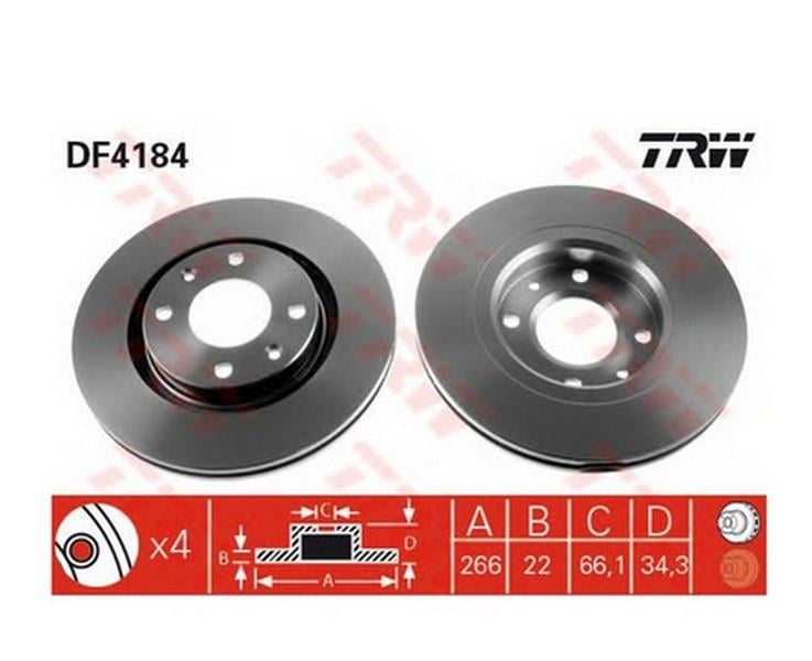 TRW FREN AYNASI (DİSKİ) (HAVA KANALLI) ÖN PEUGEOT/CITROEN (2 AD)