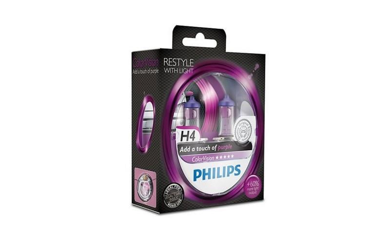 PHILIPS 12V H4 AMPUL 60/55W COLOR VISION +%60 FAZLA IŞIK MOR (2 AD)