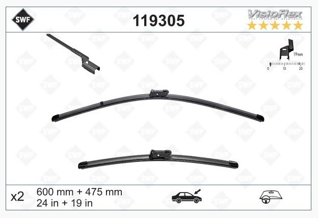 SWF SİLECEK SÜPÜRGESİ 600/475 MM AEROTWIN SEAT IBIZA-SKODA OCTAVIA-VW GOLF/JETTA/PASSAT