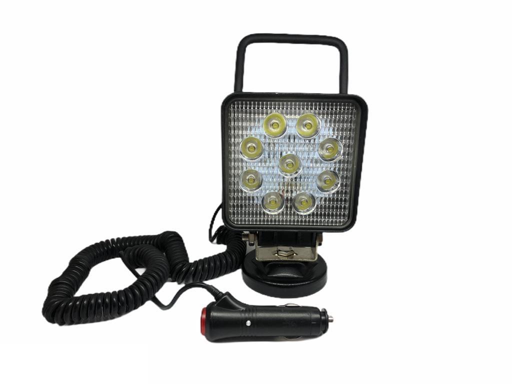 9V-60V ÇALIŞMA LAMBASI (9 X 3W POWER LEDLİ) ÇAKMAK FİŞLİ MIKNATISLI (SAPLI) (105*105 MM)